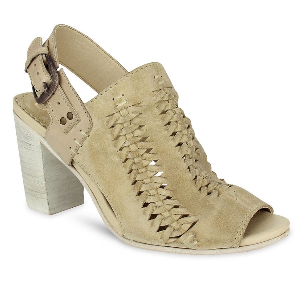 Naughty Monkey stacked leather heeled sandals NIB